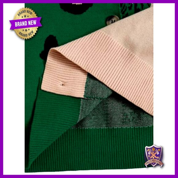 Plus Size Leopard Print Cardigan Sweater V Neck Button Up Knit Outerwear - Picture 4 of 6